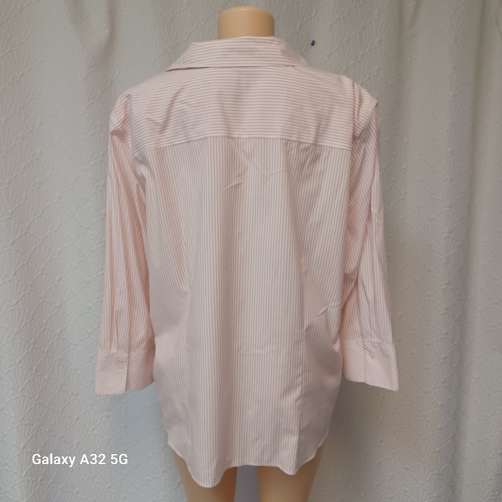 Talbots Women Size 22W  Red Striped Blouse - Picture 8 of 14